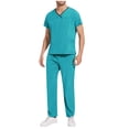 thumbnail image 1 of YLSDY Scrubs Set for Men - Modern V-Neck Top & Cargo Pants Medical Nursing Uniforms Mens Scrub Sets Summer Long Sets Light Blue XL, 1 of 9