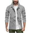 thumbnail image 1 of YLSDY Shirt Jacket for Men with Zipper Pockets Long Sleeve Casual Lightweight Shacket Jackets Stand Collar Button Down 2025 Gray M, 1 of 6