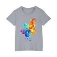 thumbnail image 1 of YLSDY Shirts for Girls Fashion Graphic Print Tees Loose Fit Crew Neck Tops Casual Short Sleeve Cute Blouses Clothes Gray 9 Years, 1 of 5