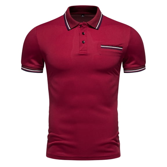 YLSDY Shirts for Men Lapel Solid Color Button Up Tops Short Sleeved T Shirt Casual Breathable Lightweight Comfy Shirts Wine S