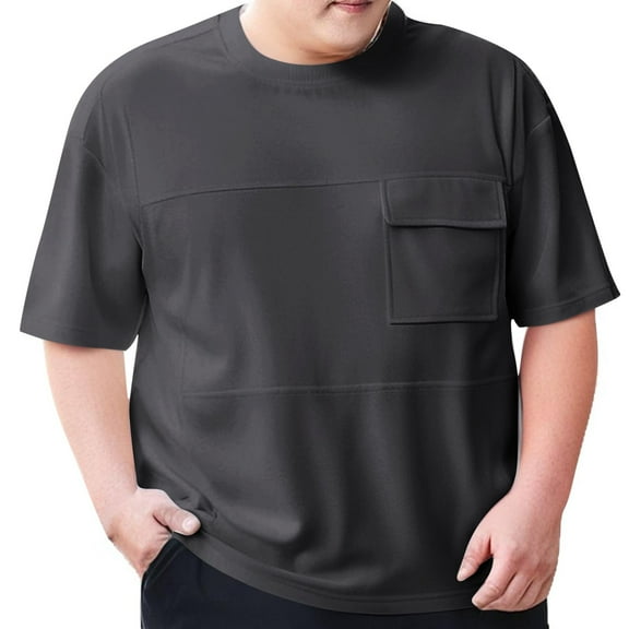 YLSDY Shirts for Men Short Sleeved Pocket Classic Loose T-Shirt Lightweight Breathable Comfy Casual Dailywear Shirt Gray M