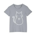 thumbnail image 1 of YLSDY Short Sleeve T Shirts for Girls Cute Cat Print Blouse Crew Neck Casual Kids Tshirts Casual Tees Tunic Tops Gray 5 Years, 1 of 5