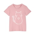 thumbnail image 1 of YLSDY Short Sleeve T Shirts for Girls Cute Cat Print Blouse Crew Neck Casual Kids Tshirts Casual Tees Tunic Tops Pink 7 Years, 1 of 5