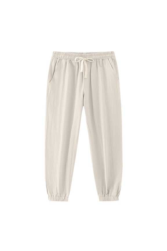 Sport Gym Holiday Trousers Pants for Man Drawstring Elastic Waist Fall Summer Linen Pleated Trousers Pants Mens 2025 Trendy Khaki S