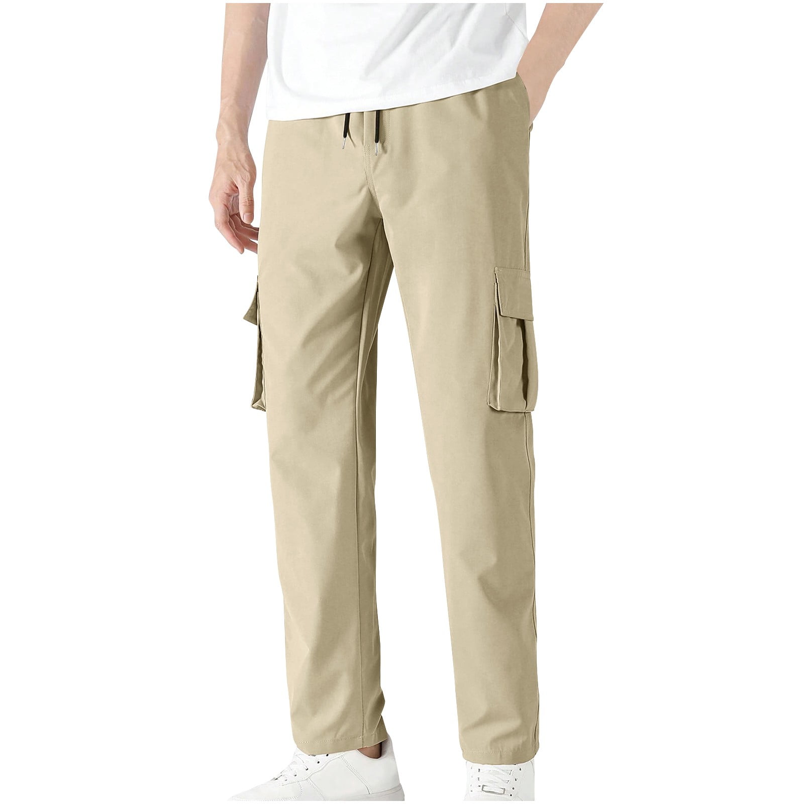 Men's Casual Sports Pants - Stretchy Polyester for Fall/Winter