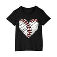 thumbnail image 1 of YLSDY Summer Solid Color Baseball Heart Cartoon Print Boys Girls Tops Short Sleeve T Shirts for Big Brother Shirts Black 7 Years, 1 of 5