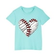 thumbnail image 1 of YLSDY Summer Solid Color Baseball Heart Cartoon Print Boys Girls Tops Short Sleeve T Shirts for Big Brother Shirts Blue 7 Years, 1 of 5