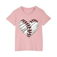 thumbnail image 1 of YLSDY Summer Solid Color Baseball Heart Cartoon Print Boys Girls Tops Short Sleeve T Shirts for Big Brother Shirts Pink 3 Years, 1 of 5