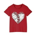 thumbnail image 1 of YLSDY Summer Solid Color Baseball Heart Cartoon Print Boys Girls Tops Short Sleeve T Shirts for Big Brother Shirts Red 4 Years, 1 of 5