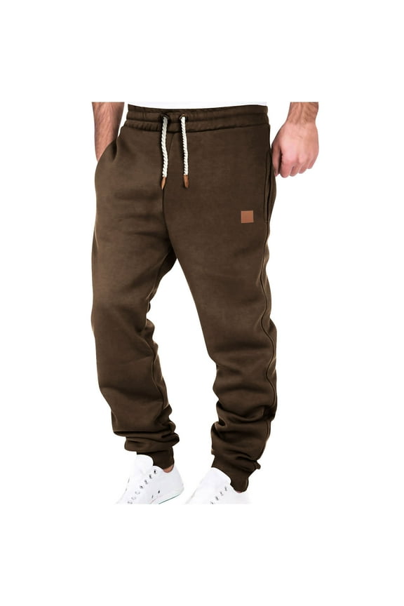 Sweatpants for Men Fashion Workout Drawstring Joggers Pants Big and Tall Men Casual Running Sweat Pants Relaxed Fit Brown XL