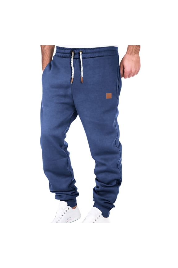 Sweatpants for Men Fashion Workout Drawstring Joggers Pants Big and Tall Men Casual Running Sweat Pants Relaxed Fit Navy XL