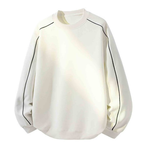 YLSDY Sweatshirts for Men Long Sleeve Casual Crew Neck Pullover Solid Color Top Soft Comfy Casual Fall Winter Clothes White S