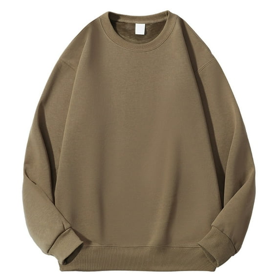 YLSDY Sweatshirts for Women Loose Soft Long Sleeve Fleece Crop Tops Crewneck Solid Color Casual Oversized Pullover Sweater Khaki XXXL