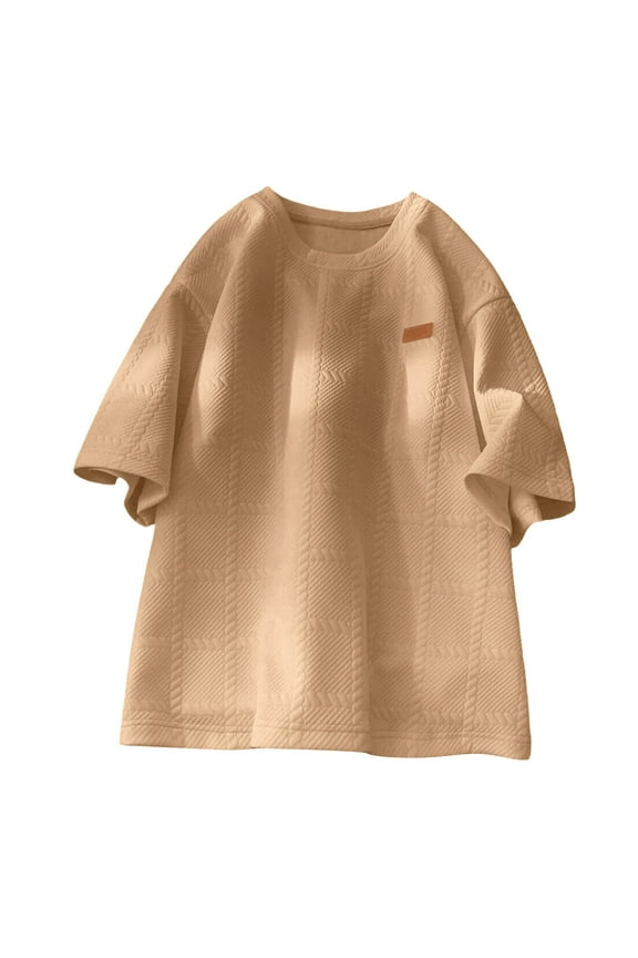 T Shirts for Men Cotton Top Oversized Men Summer New Men's Personality Short Sleeved Crewneck T Shirt Coffee XXL