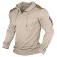 thumbnail image 1 of YLSDY Tactical Hoodies Men Long Sleeve Stretch Fitted Hooded Sweatshirts Muscle Gym Workout 1/4 Zip Pullover Activewear Beige XXL, 1 of 2