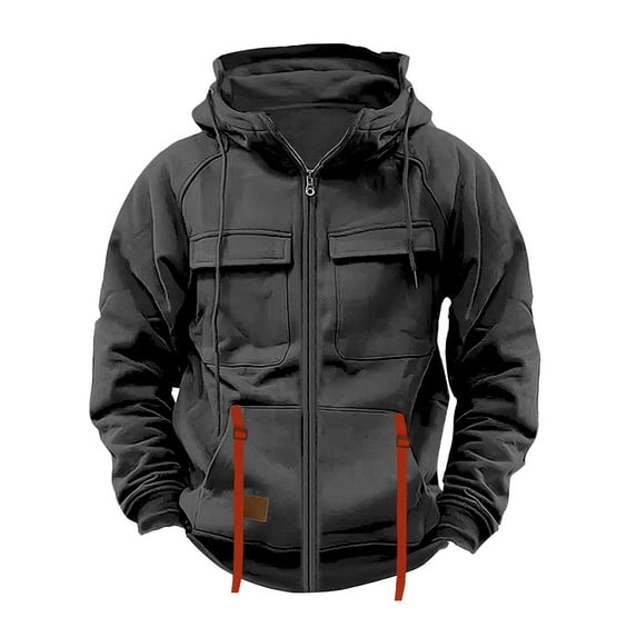 YLSDY Tactical Hoodies for Men 2025 Quater-Zip Pullover Vintage Sweatshirt Casual Long Sleeve Cargo Hoodies with Pocket Dark Gray XXL