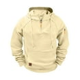 thumbnail image 1 of YLSDY Tactical Hoodies for Men - Fleece Lined Cargo Sweatshirt Raglan Long Sleeve Quarter Zip Pullover Hoodie Workout Gym Mens Fashion Khaki XXL, 1 of 6