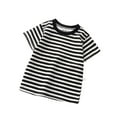thumbnail image 1 of YLSDY Toddler Baby Boys Girls Striped Color Block Short Sleeve T Shirts Kids Casual Crewneck Shirt Cute Crop Black 5 Years, 1 of 2