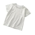 thumbnail image 1 of YLSDY Toddler Baby Boys Girls Striped Color Block Short Sleeve T Shirts Kids Casual Crewneck Shirt Cute Crop Gray 2 Years, 1 of 2