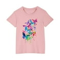 thumbnail image 1 of YLSDY Toddler Girl Summer Short Sleeve T Shirts Cotton Tops Cute Butterfly Print Little Kids Tee Shirt Clothes Pink 5 Years, 1 of 5