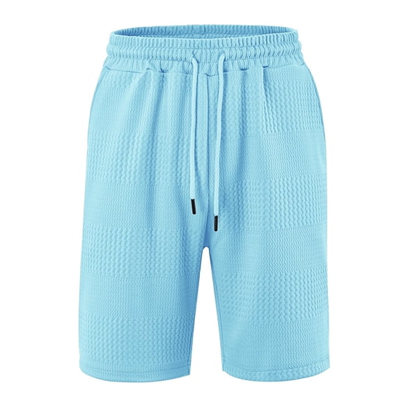 YLSDY Training Short for Men Workout Gym Breathable Shorts Lightweight Summer Beach Elastic Waist Shorts with Pockets Light Blue XL