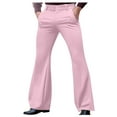 thumbnail image 1 of YLSDY Trendy Pants Men Corduroy Vintage Bell Bottom Pants 60s 70s Disco Outfits Stretch Slim Fitted Hippie Party Trousers Pink L, 1 of 2