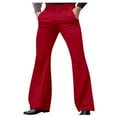 thumbnail image 1 of YLSDY Trendy Pants Men Corduroy Vintage Bell Bottom Pants 60s 70s Disco Outfits Stretch Slim Fitted Hippie Party Trousers Red S, 1 of 7