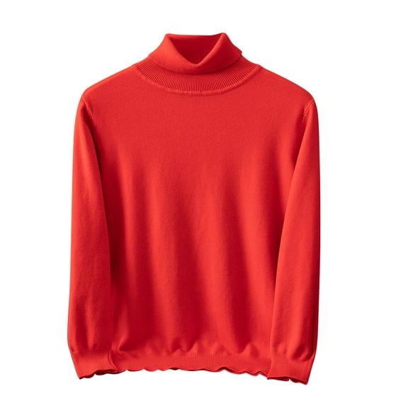 YLSDY Turtleneck Sweaters for Men Lighweight Long Sleeve Stretch Pullover Knitted Tops Muscle Slim Fit Jumper Thermal Shirt Red XXL
