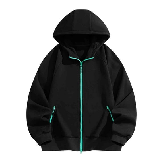 YLSDY Unisex Full Zip Hooded Sweatshirt Active Fleece Hoodie Athletic Performance Jacket with Zipper Pockets Black XXL