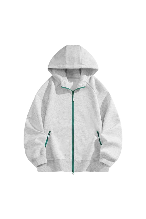 Unisex Full Zip Hooded Sweatshirt Active Fleece Hoodie Athletic Performance Jacket with Zipper Pockets Gray XXL