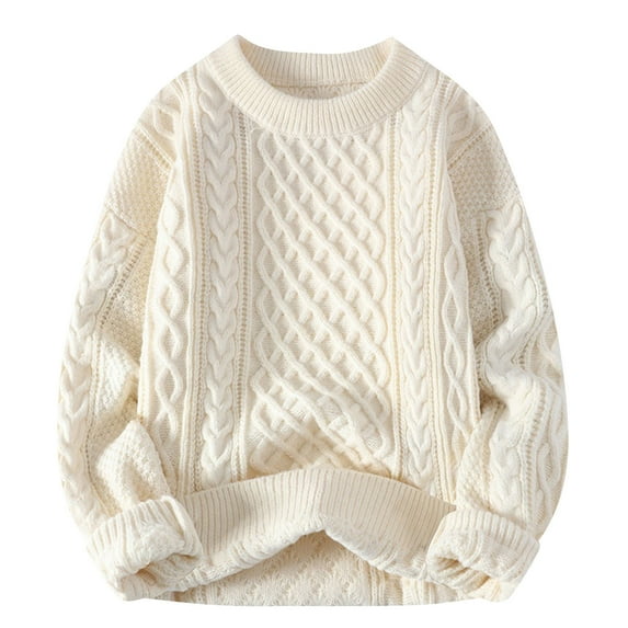 YLSDY Vintage Oversized Sweaters Crewneck Knit Pullover Baggy Loose Casual Cable Sweater 2025 Fall Clothes Beige XXL