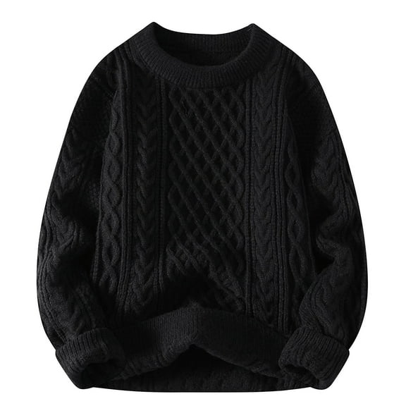 YLSDY Vintage Oversized Sweaters Crewneck Knit Pullover Baggy Loose Casual Cable Sweater 2025 Fall Clothes Black XXL