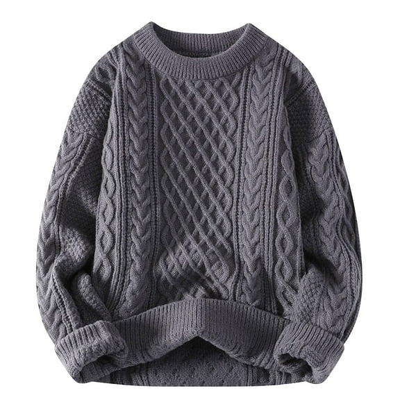 YLSDY Vintage Oversized Sweaters Crewneck Knit Pullover Baggy Loose Casual Cable Sweater 2025 Fall Clothes Gray L