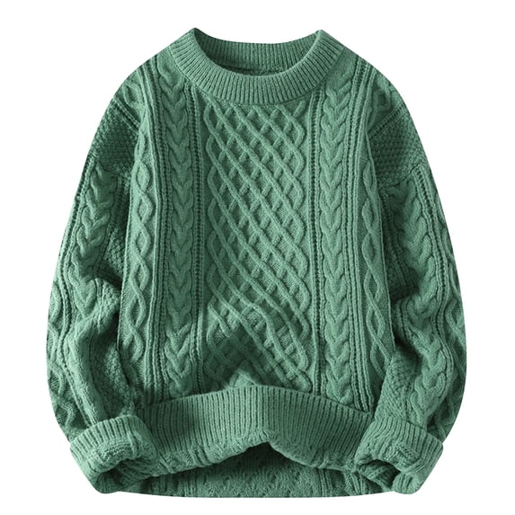 YLSDY Vintage Oversized Sweaters Crewneck Knit Pullover Baggy Loose Casual Cable Sweater 2025 Fall Clothes Green XXXL