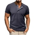 thumbnail image 1 of YLSDY Waffle Tops for Men Summer Fashion Button Short Sleeve Henleys T-Shirt Casual Solid Basic Athletic Quick Dry Blouse Dark Blue XXL, 1 of 8