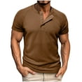 thumbnail image 1 of YLSDY Waffle Tops for Men Summer Fashion Button Short Sleeve Henleys T-Shirt Casual Solid Basic Athletic Quick Dry Blouse Khaki L, 1 of 8