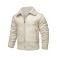 thumbnail image 1 of YLSDY Warm Winter Jacket for Men Vintage Thermal Faux Leather Motorcycle Jackets Thicken Fleece Lined Coats with Zip Pocket Khaki L, 1 of 9