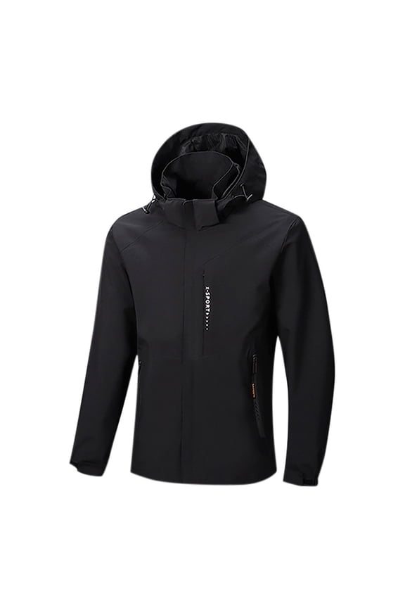 Water Resistant Hooded Jacket Zipper Pockets Lightweight Stylish Long Sleeve Casual Outwear for Men Perfect for Outdoor Activities All Season Black XXXXL