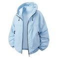 thumbnail image 1 of YLSDY Waterproof Rain Jacket Mens Outdoor Plain Windbreaker Hiking Unisex Raincoats Jogging Breathable Rain Coats Light Blue XXL, 1 of 2