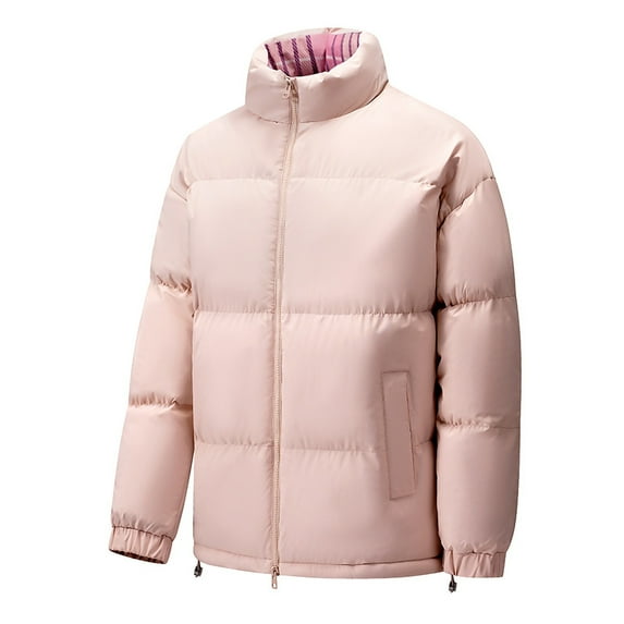 YLSDY Winter Puffer Jackets for Men Thicken Warm Stand Collar Down Puffy Jacket Solid Couple Casual All-Match Overcoat Pink XXXL
