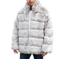 thumbnail image 1 of YLSDY Winter Fashion 2024 Men's Winter Warm Outwear Overcoat Fluffy Thickened Lapel Long Sleeve Outwear Solid Color Furry Coat Jacket Plus Velvet Thermal Overcoat Gray S, 1 of 9
