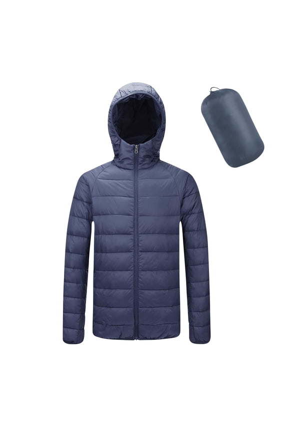 Winter Warm Outdoor Hiking Camping Down Jacket Men Casual Slim Ultra Light Fluffy Windproof Climbing Skiing Clothes Navy XXXXL
