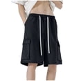 thumbnail image 1 of YLSDY Y2K Baggy Jean Shorts Hip Hop Cargo Pants Shorts Loose Fit Denim Shorts Grunge Harajuku Jeans Shorts Black L, 1 of 9