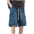 thumbnail image 1 of YLSDY Y2K Baggy Jean Shorts Hip Hop Cargo Pants Shorts Loose Fit Denim Shorts Grunge Harajuku Jeans Shorts Dark Blue S, 1 of 9