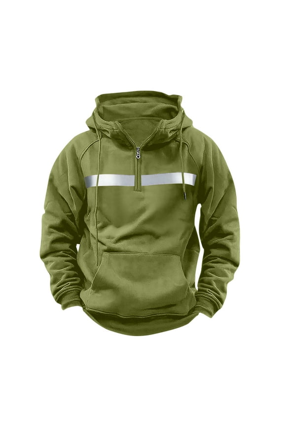 Zip-Up Hoodies Hooded Safety Sweatshirt for Men Women High Visibility Safety Sweatshirt for Men Work Trendy with Reflective Strips Green XXXL