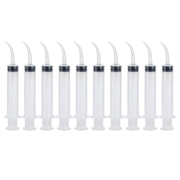 YLSHRF Curved Tip Irrigation, Dental Syringe,10Pcs Disposable Dental Irrigation Syringe Curved Tip Utility Hobby Tools 12CC