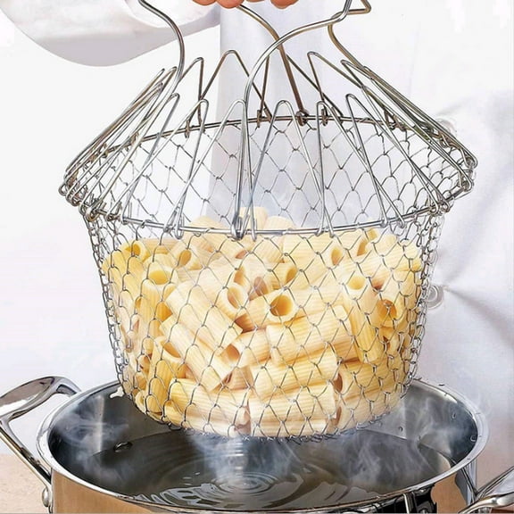 YLSHRF Fry Basket,Foldable Frying Net Basket Cooking Strainer for French Fries Potato Fryer Fried Food Kitchen Cooking Tool,French Fries Basket