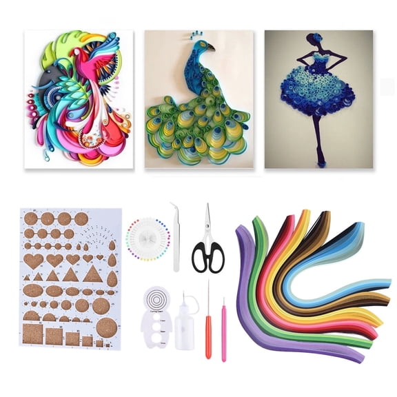 YLSHRF Paper Quilling  Kits 14PCS Paper Quilling  Kits with 6 Colors Quilling Strips  Crafts Tool Set, Quilling Strips