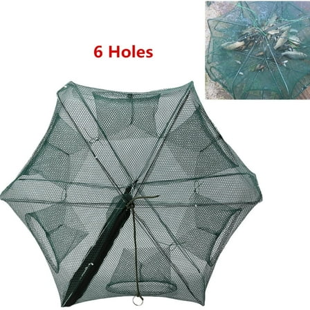 YLSHRF Portable Folded Fishing Net,6/12 Holes Automatic Fishing Net Shrimp Cage Nylon Crab Fish Trap Cast