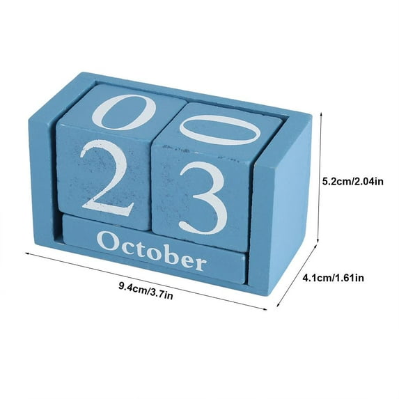 YLSHRF Vintage Wooden Calendar Desktop Wood Block Month Date Display Home Office Decoration, Month Date Display